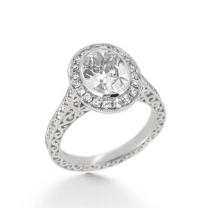 vintage style oval diamond engagement ring- haywards of hong kong