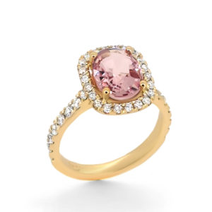 Pink Sapphire Diamond Halo Ring - Haywards of Hong Kong