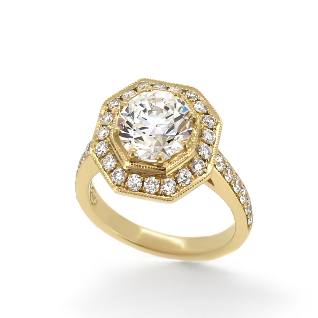 Vintage Octagon Halo Diamond Ring - Haywards of Hong Kong