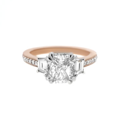 Two Tone Cushion Cut Engagement Ring