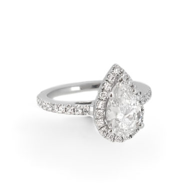 Pear Cut Halo Diamond Ring