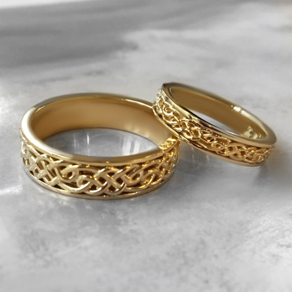 gold celtic knot wedding bands